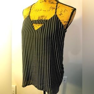 Maurice's | Small Black with White Pin-Stripe Cami Top Spaghetti Strap NWOT